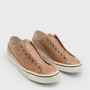 John Varvatos Men's 7.5M Brown Vulc Leather Laceless Low Top Sneakers LH2-32